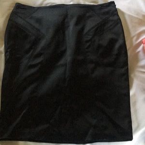 Black satin pencil skirt